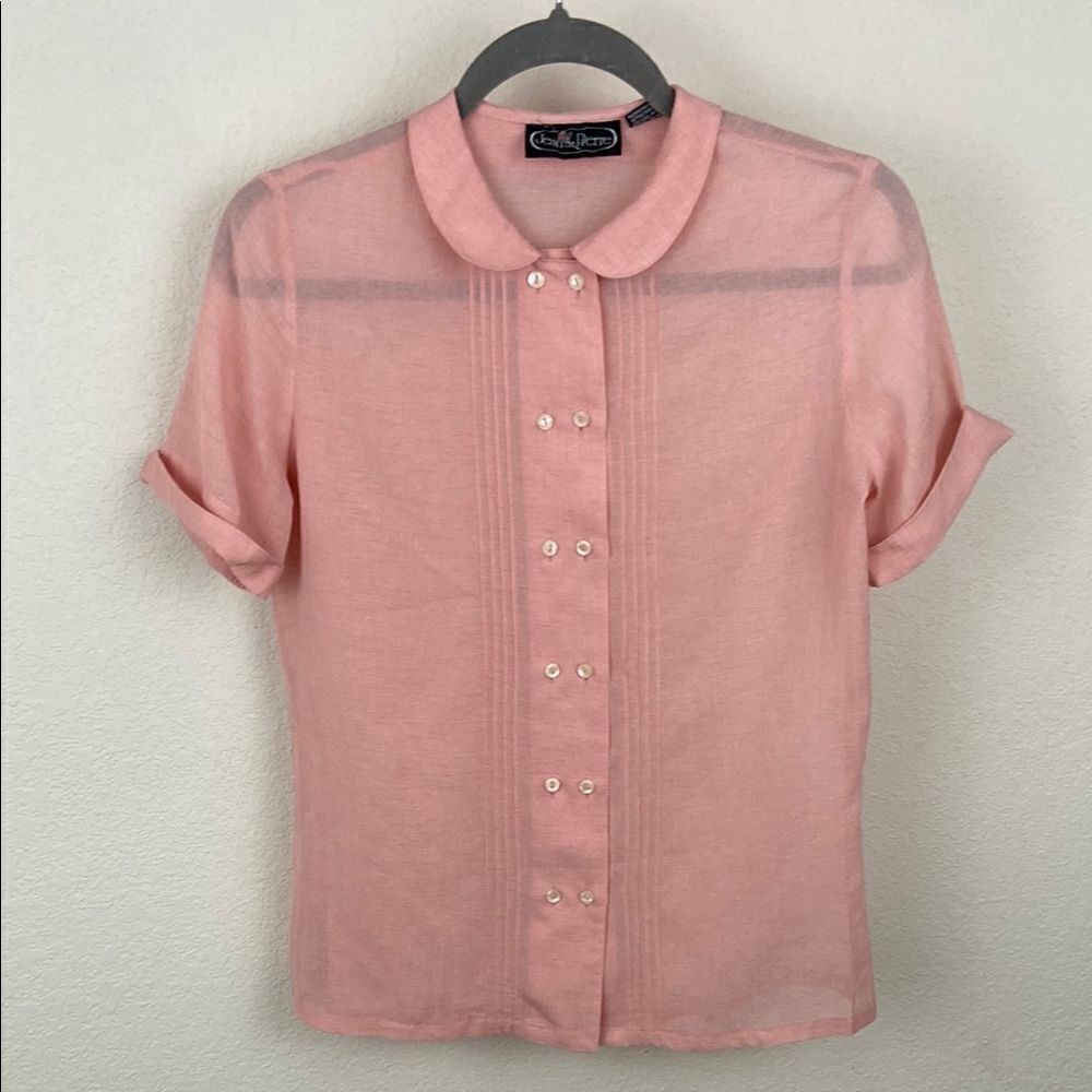 Vintage Jean De Pierre Pink Button-Up Blouse size 7/8